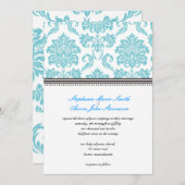 Türkis Damask Hochzeitseinladung Einladung (Vorne/Hinten)