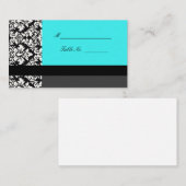 Türkis Damask Hochzeitskarten Platzkarte (Vorne/Hinten)