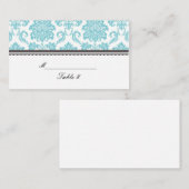 Türkis Damask Hochzeitskarten Platzkarte (Vorne/Hinten)