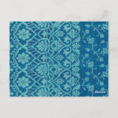 Türkis Damask Wedding Tischnummer Card Empfang (Rückseite)