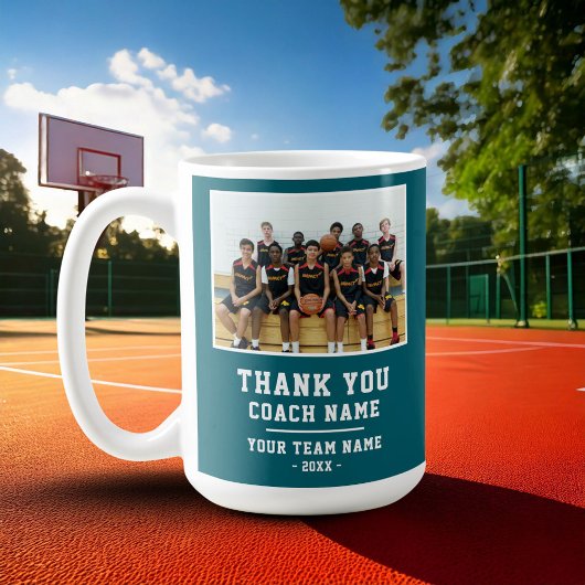 Türkis Danke Trainer Teamname Foto Kaffeetasse