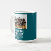 Türkis Danke Trainer Teamname Foto Kaffeetasse (Vorderseite Links)