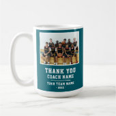 Türkis Danke Trainer Teamname Foto Kaffeetasse (Links)
