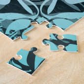 Türkis Dark Green Damask Mandala Puzzle (Seite)