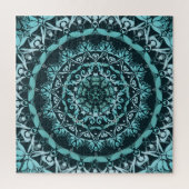 Türkis Dark Green Damask Mandala Puzzle (Vertikal)