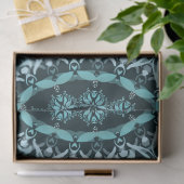 Türkis Dark Green Damask Mandala Seidenpapier (Geschenk)