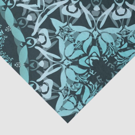 Türkis Dark Green Damask Mandala Seidenpapier (Detail)