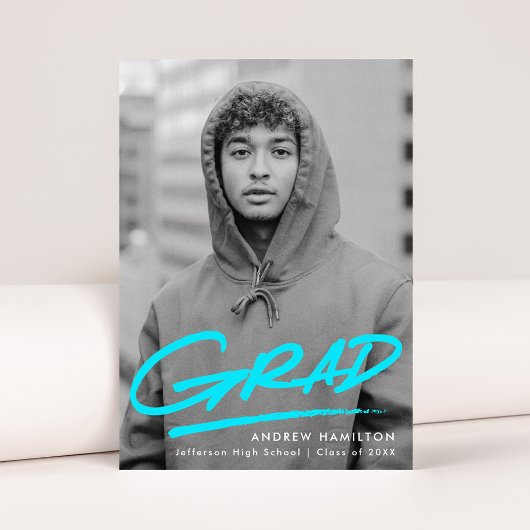 Türkis | Dashed Modern Foto Abschluss Ankündigung