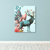 Türkis Dei im Pilzwald Leinwanddruck (Insitu (Holzboden))