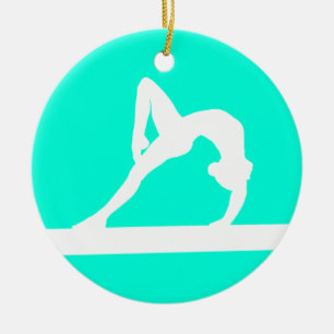 Türkis der Gymnast-Verzierungs-w/Name Keramikornament