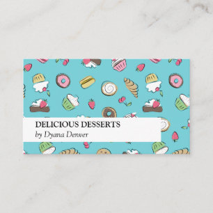 Türkis Dessert Doodles Bäckerei Visitenkarte