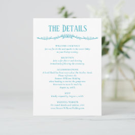 Türkis Details Empfangs Informationen Hochzeit Begleitkarte