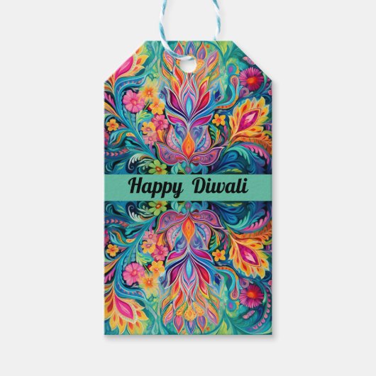 Türkis Diwali Dreamscape Geschenkanhänger (Vorderseite)