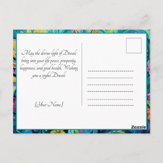 Türkis Diwali Dreamscape Postkarte (Rückseite)