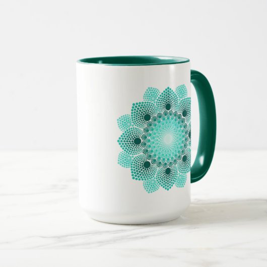 Türkis Dot Mandala Tasse (VorderseiteRechts)