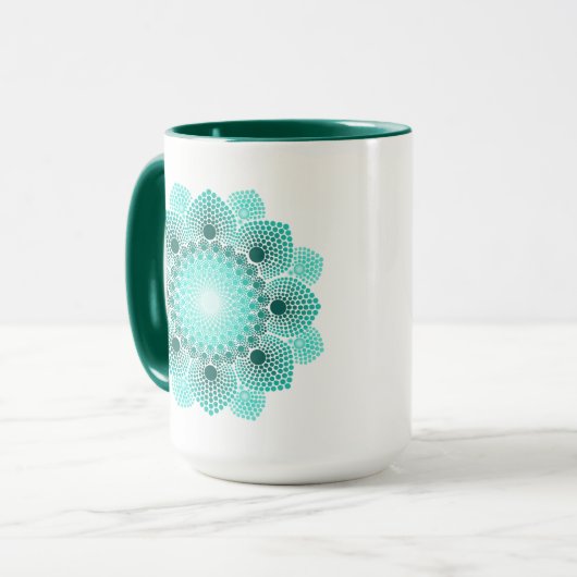 Türkis Dot Mandala Tasse (Vorderseite Links)