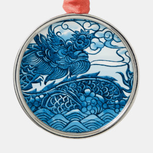 Türkis-Drache-Verzierung Silbernes Ornament