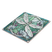 Türkis Dragonfly Art Nouveau Deko gestettetes Glas Fliese (Seite)