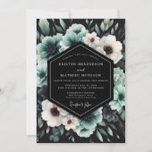 Türkis dramatische Anemonen-Hochzeit Einladung (Vorderseite)