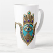 Türkis Drittes Auge Hamsa Milchtasse (Rechte Ecke)