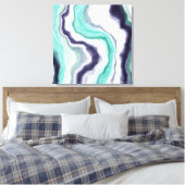 Türkis, dunkelblau und weißer Marmor Agate Wirbel Leinwanddruck (Insitu (Schlafzimmer))