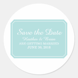 Türkis einfach elegant Save the Date Runder Aufkleber