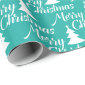 Türkis-einfacher Weihnachtsbaum Geschenkpapier (Rolleneckpunkt)