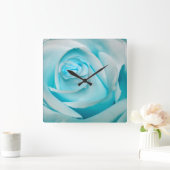 Türkis-Eis-Rose Quadratische Wanduhr (Zuhause)