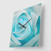 Türkis-Eis-Rose Quadratische Wanduhr (Winkel)