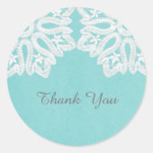 Türkis Elegance Spitze Danke Stickers (Vorderseite)