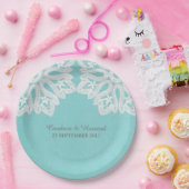 Türkis Elegant Lace Paper Teller (Party)