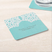 Türkis Elegant Lace Paper Untersetzer (angewinkelt)