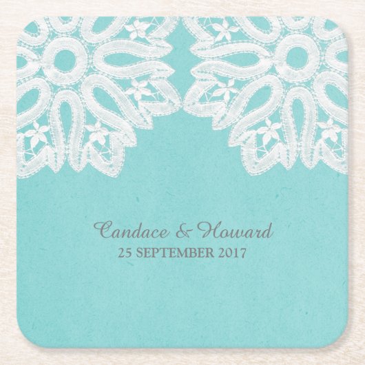 Türkis Elegant Lace Paper Untersetzer (Vorderseite)