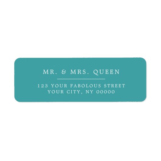 Türkis Elegante Klassische Rücksendeadresse (Vorne)