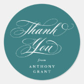 Türkis Eleganter Script-Abschluss Vielen Dank Runder Aufkleber (Vorderseite)
