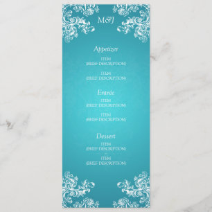 Türkis elegantes des Hochzeits-Menü-Vintager Menükarte