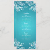Türkis elegantes des Hochzeits-Menü-Vintager Menükarte (Vorne/Hinten)
