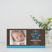 Türkis Elephants Baby Girl Birth Annoucement Ankündigung (Stehend Vorderseite)