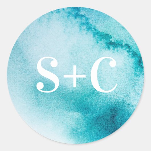 Türkis Erstmalige personalisierte Hochzeitsticker Runder Aufkleber (Vorderseite)