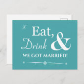 Türkis essen Drink Wir Got Verheiratet Retro Elope Postkarte (Vorne/Hinten)