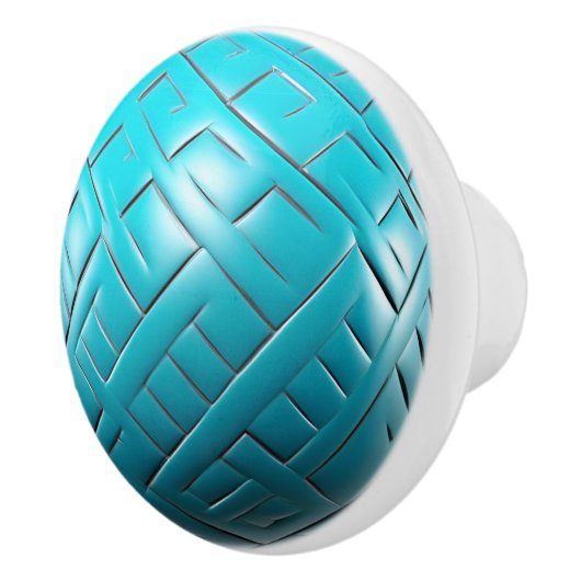 Türkis Etwas Abstraktes Muster Orb Keramikknauf (Rechts)