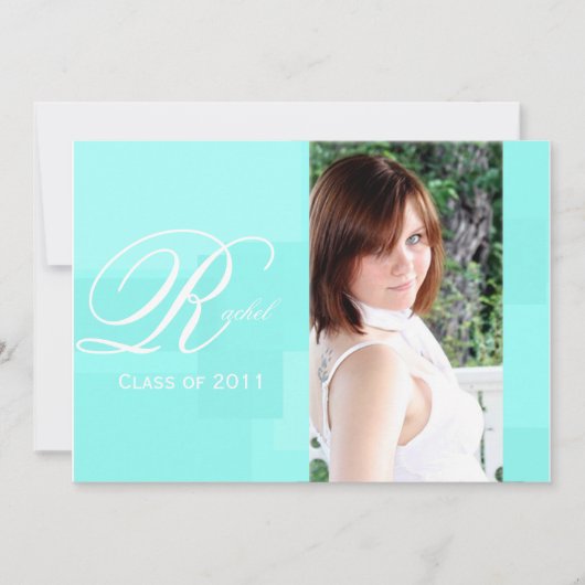 Türkis-Farbblock-Abschluss-Mitteilung Einladung (Vorderseite)