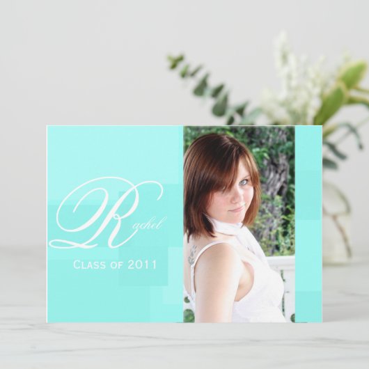 Türkis-Farbblock-Abschluss-Mitteilung Einladung (Stehend Vorderseite)