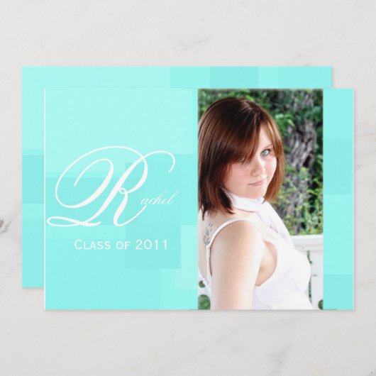 Türkis-Farbblock-Abschluss-Mitteilung Einladung (Vorne/Hinten)