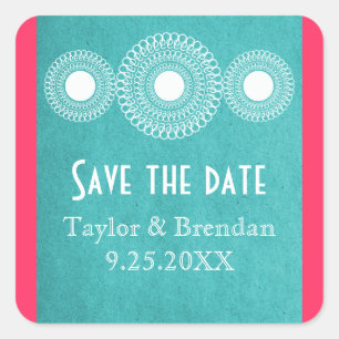 Türkis Fernost Elegance Save the Date Stickers