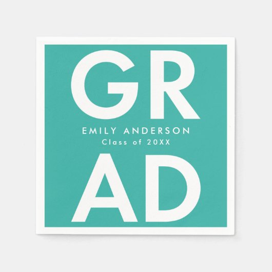Türkis | Fett Grad Abschluss Serviette (Vorderseite)