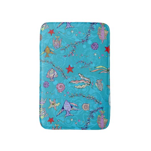 Türkis-Fisch-Muster Badematte (Vorderseite Vertikal)