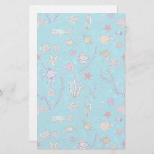 Türkis-Fisch-Muster Briefpapier (Vorne/Hinten)