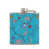 Türkis-Fisch-Muster Flachmann (Rückseite)