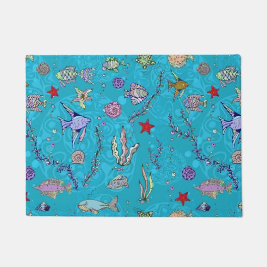 Türkis-Fisch-Muster Fußmatte (Vorderseite)